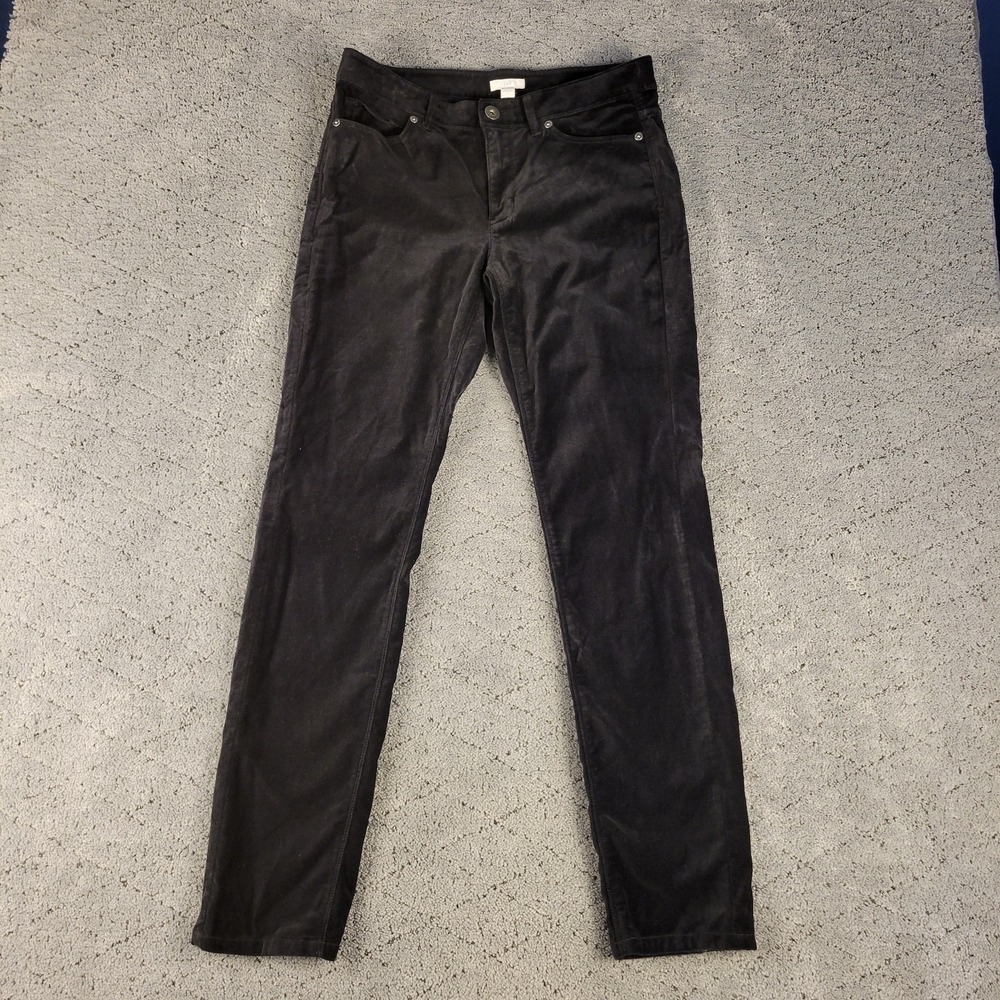 J Jill Pants Womens 4 Black Velvet Slim Straight Dark Wash Mid Rise Slimming